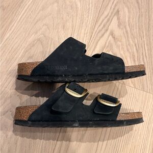 EUC Birkenstock Arizona Big Buckle Slide Sandal (Women) in Black/Size 37